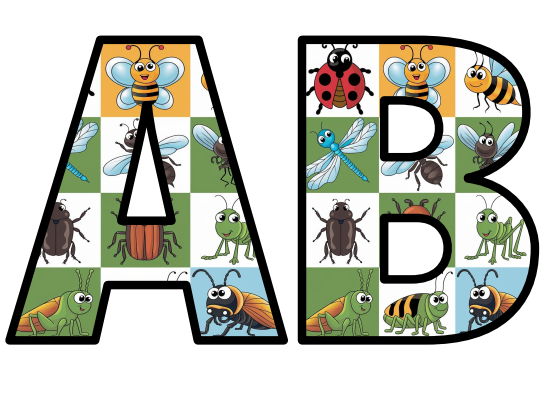 Bugs Creepy Crawlies Insects Bees Ladybugs Lettering Set Display Title Letters Numbers Signs