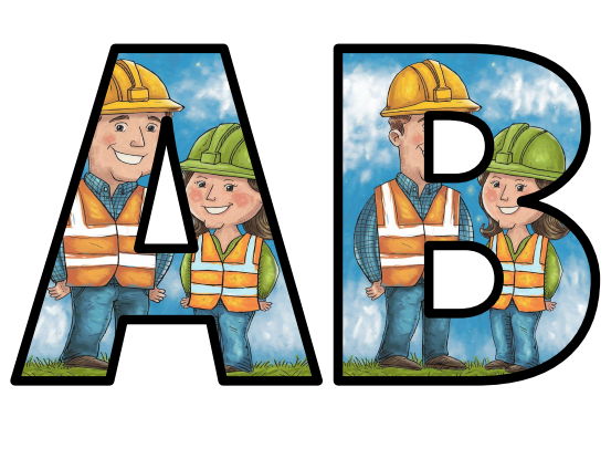 Builders Dramatic Role Play Center Area Lettering Set Display Title Letters Numbers Signs