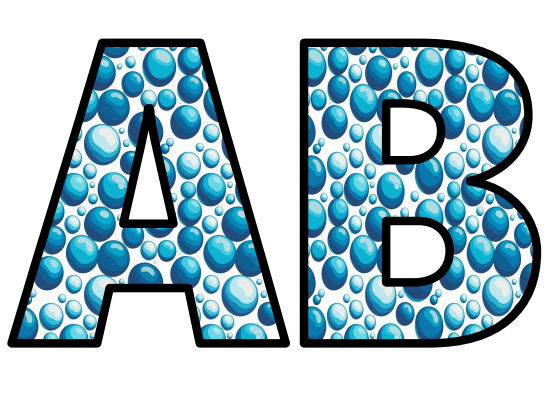 Bubbles Blue Water Rising Air Lettering Set Display Title Letters Numbers Signs