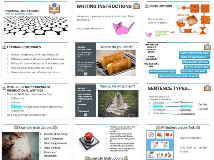 New Functional Skills English - Instructional Writing Interactive Off & Online Session