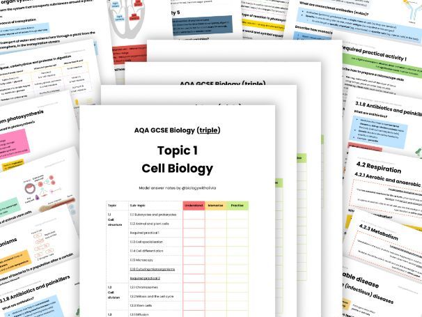 FREE SAMPLE Paper 1 & 2 AQA GCSE Biology model answer revision notes