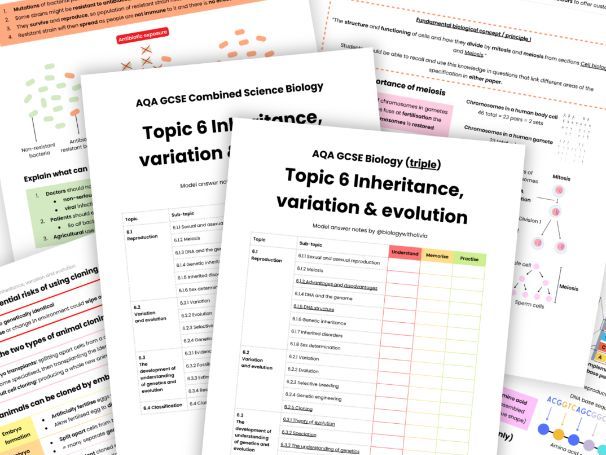 Topic 6 Inheritance, variation & evolution model answer revision notes AQA GCSE Biology
