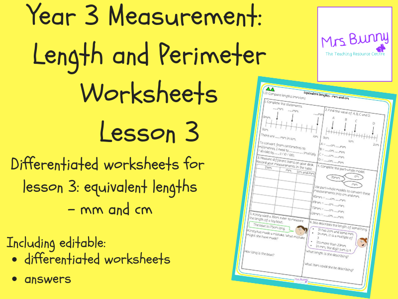 3. Measurement: equivalent lengths – mm and cm worksheets (Y3)