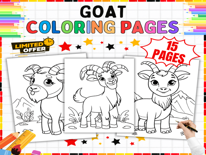 Goat Colouring Pages | Fun Farm Animal Activity Sheets for Kids