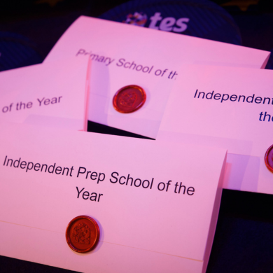 The category envelopes for the Tes Schools Awards
