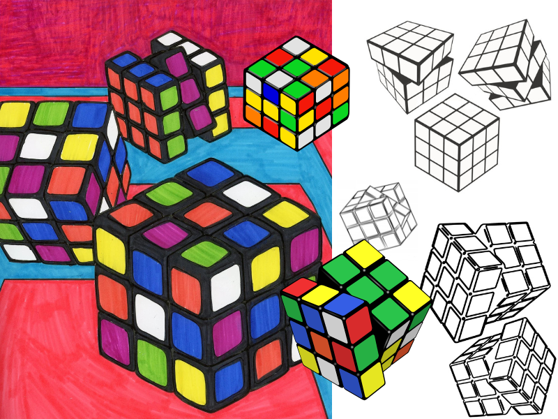 Rubik’s Cube Coloring Pages – Printable Puzzle Fun for Kids & Teens