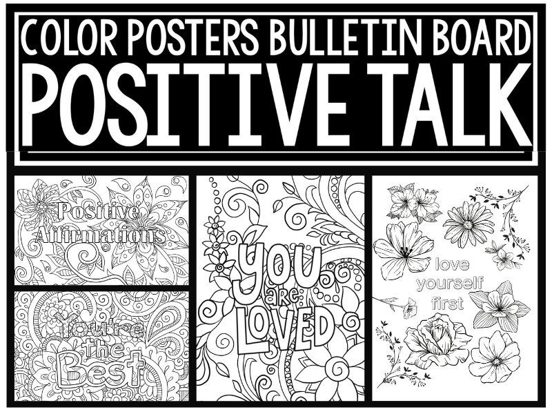 Positive Talk Posters – Printable Color Bulletin Board Set for Classroom Encouragement