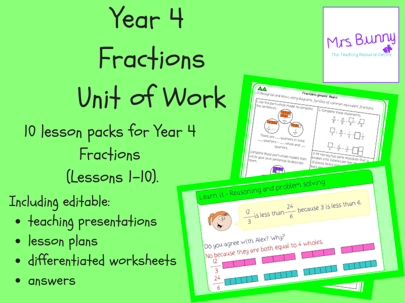 Year 4 Fractions Unit Pack